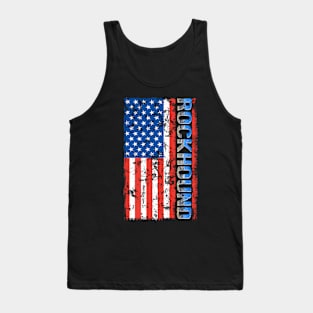 Geologist Rock Pick Hammer - Rockhounding Distressed US Flag Tank Top